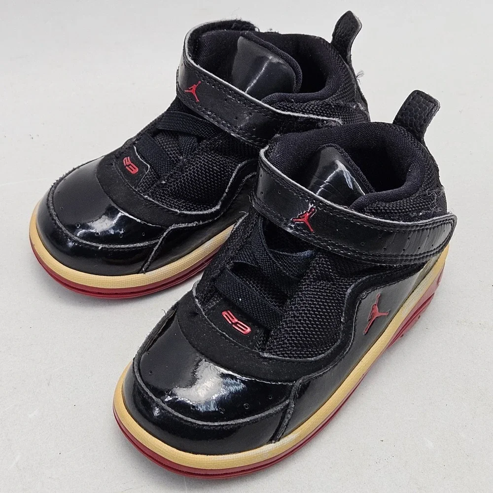 Jordan Team Reign Black Red Patent Leather Toddler Sneakers 8C 364696-061